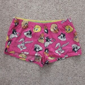 Y2K Warner Bros Pink Pajama Shorts Tweety Bird Bugs Bunny Looney Tunes